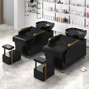 Cama de Spa para Cabeza de Acero Inoxidable de Estilo Moderno para Salón de Belleza, Lavabo Negro para Peluquería - Product Image 3