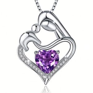 Collar Gargantilla de Plata con Corazón de Circonita, Joyería Impermeable Madre e Hijo, Venta al por Mayor de Fábrica, Bajo MOQ, Chapado en Rodio/Oro Personalizado para Fiestas - Product Image 5