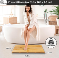 Tapis de bain pour douche de luxe, antidérapant, en bambou, robuste, imperméable, tapis de salle de bain pour usage intérieur ou extérieur