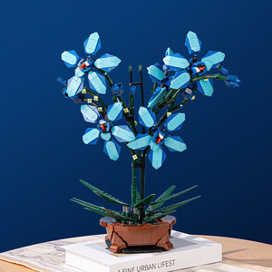 Blue Cymbidium Potted Plant <b>Building</b> <b>Blocks</b> 800 Pieces High Simulation DIY Indoor Ornament Artificial Plant Toy - Product Image 3