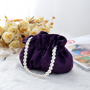 Nouveau Sac à Main en Satin Perlé Mignon, Mini Sac à Poignée Supérieure, Sac Seau Élégant pour Robe de Soirée Qipao, Sacs de Soirée Formels, Pochette de Luxe - Product Image 4