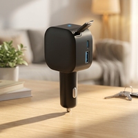 Chargeur de voiture rapide 3 en 1 105W, cordon rétractable automatique Type-C 70cm, chargeur PD QC 20W, indicateur LED pour téléphone 17 16 15
