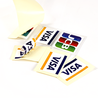 Pegatinas de logotipo personalizadas JCB VISA y UnionPay, impresión a doble cara, Pegatinas transparentes serigrafiadas para bancos