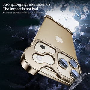 Custodia per telefono in lega di titanio irregolare con paraurti in metallo per <span class=keywords><strong>iPhone</strong></span> 17 16 15 14 13 12 Pro, protezioni angolari e pellicola protettiva per obiettivo - Product Image 4