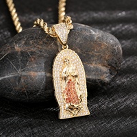 Pendentif ovale en laiton plaqué or 14 carats avec zircon, Vierge Marie catholique, bijoux religieux pour femmes, breloques de collier