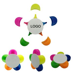 5 in 1 <b>Multi</b> Colors Highlighter 5 <b>Color</b> Flower Shape Daisy Highlighter <b>Pen</b> With Custom Logo - Product Image 1