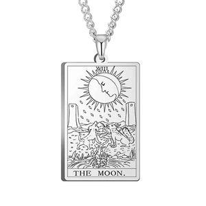 Collar de Acero Inoxidable Inspirado en el <span class=keywords><strong>Tarot</strong></span>, Popular en Europa y América, para Hombre, Estilo Hip-Hop Retro, con Colgante Cuadrado, Collar para Suéter - Product Image 6