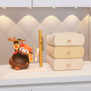Cute Panda Keychain Resin Figurine Lucky Cat Home Desktop Decoration Feng Shui Living Room Multi Piece Package - Product Image 3