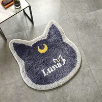 Tapis personnalisé en forme de lune pour chat, tufté à la machine, doux et moelleux, violet, antidérapant, pour la décoration de chambre des fans d'anime