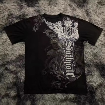 Y2K Streetwear Cartoon Graphic T-Shirt Men Women Hip Hop Vintage Gothic Print Breathable Casual Daily Wear Street Style Black