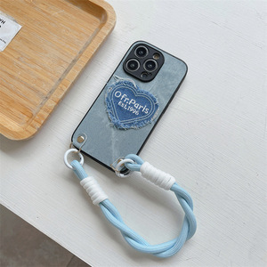 Superventas Denim en forma de corazón para <span class=keywords><strong>iPhone</strong></span> 17Air Phone Case 16pro <span class=keywords><strong>Cuerda</strong></span> de mano trenzada 15max Anti-caída <span class=keywords><strong>12</strong></span> Cubierta protectora - Product Image 3