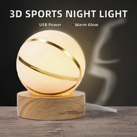 Lampe de nuit LED Globe de basketball, lampe de bureau ronde gravée au laser 3D, lumière blanche chaude, décoration de chambre