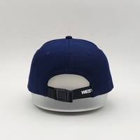 Gorras Estructuradas Azules con Logotipo Bordado Personalizado, Gorra de Béisbol de Dos Tonos con Visera Corta, Estilo Occidental, 5 Paneles, Ajustables, con Hebilla de Nailon