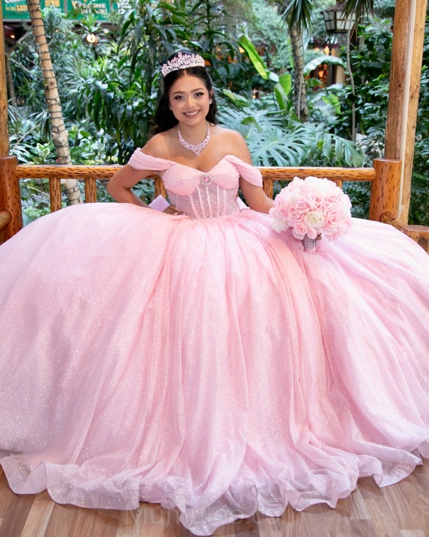 open lace back dress Pink Strapless Quinceanera Ball Gown G2016 Size 14 / Other main image 0