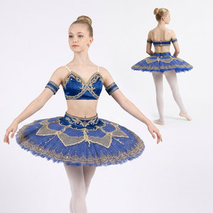Tutu de ballet professionnel Le Corsaire 2 pièces avec crop top et plaque rigide, tutu Paquita Pancake pour filles, costume de performance de ballet classique - Product Image 1