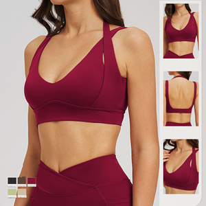 Sujetadores deportivos transpirables con cintura elástica y estampado sin espalda para mujer, de Spandex/Nylon, ideales para correr y fitness, al por mayor. - Product Image 1