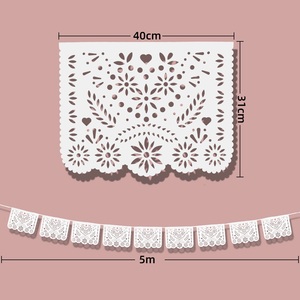Guirnalda de Papel Picado Blanco de Plástico, Decoración Mexicana para Fiestas, Bodas, Día de <span class=keywords><strong>los</strong></span> Muertos, Restaurantes <span class=keywords><strong>Mexicanos</strong></span>, Celebraciones Festivas - Product Image 3