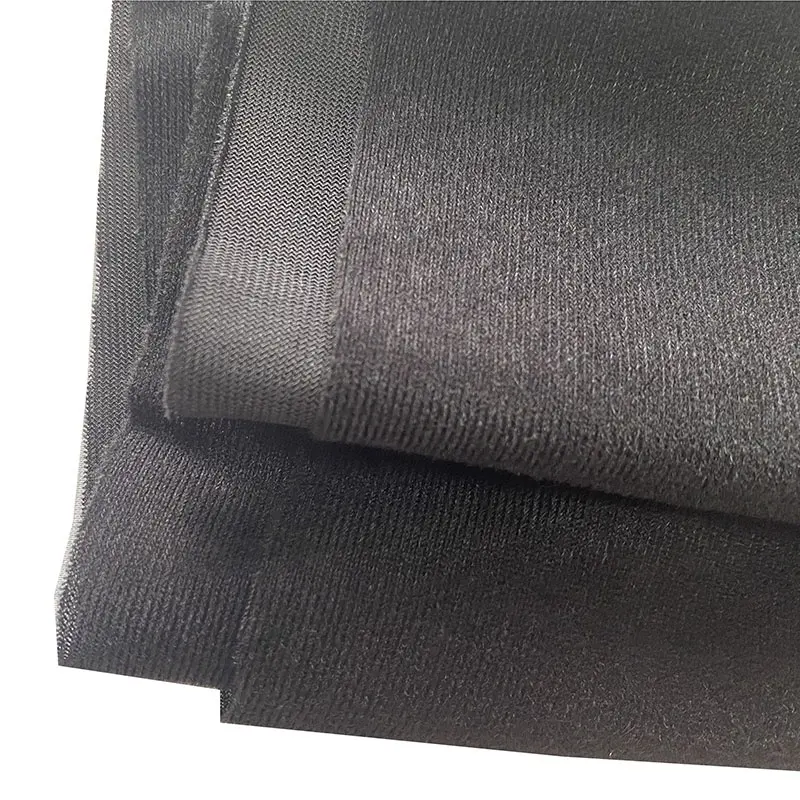 Warp knitted factory wholesale cheap price jet black color 100gsm tricot loop velvet fabric brush