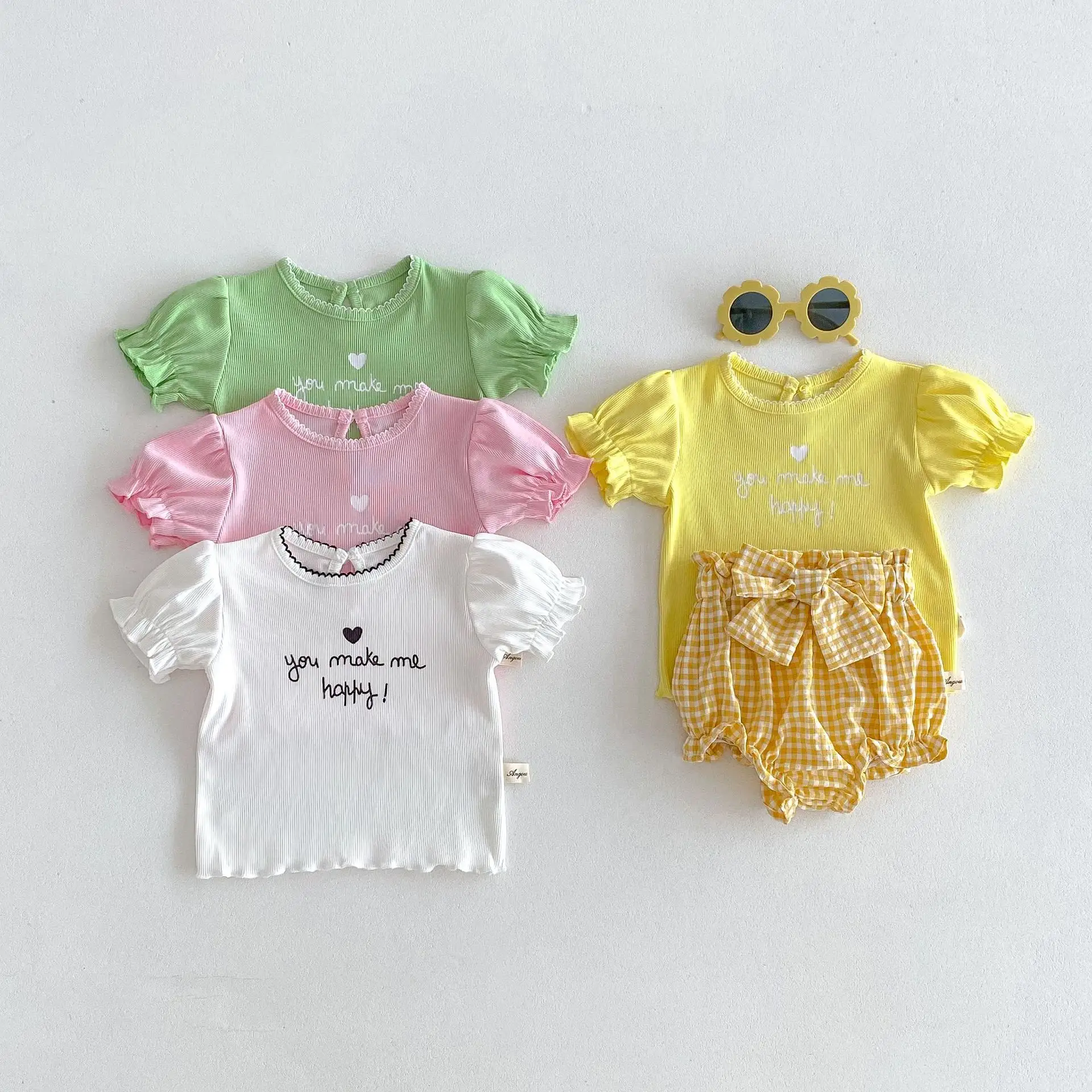 Wholesale 2024 summer candy color funny baby shirts tops