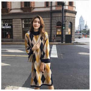 Nanteng abito maglione da donna sfuso Casual a maniche lunghe a quadri retrò con quadri a quadri <span class=keywords><strong>lunghi</strong></span> - Product Image 2