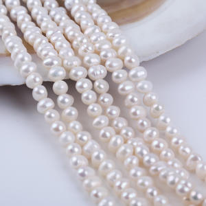 Cadena de Perlas de Agua Dulce al por Mayor de Zhuji, 5-6 mm, Perlas Redondas Tipo Patata para Hacer Collares y Pulseras - Product Image 5