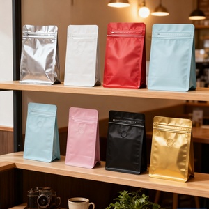 Sacs en plastique à fond plat de 250g (12oz) avec logo personnalisé imprimé, pour café, thé, épicerie, aliments, cadeaux, avec valve et fermeture éclair – Vente chaude - Product Image 2