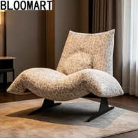 Fauteuil d'appoint haut de gamme en tissu avec pieds en acier carbone, rembourrage en éponge douce, fauteuil inclinable individuel pour espace commercial de luxe