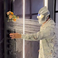 Système de douche mural multifonction Tiktok en laiton noir avec panneau de commande, ensemble de pommeaux de douche cascade et pluie pour salle de bain