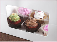 Boîte-cadeau éco pliante, impression personnalisée, 1 2 4 6 trous, Muffin en papier, pour gâteaux de boulangerie, avec fenêtre transparente