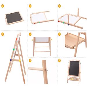 Pizarra pequeña de <span class=keywords><strong>doble</strong></span> cara para niños, tablero de dibujo de madera, <span class=keywords><strong>caballete</strong></span> de madera para preescolar - Product Image 5