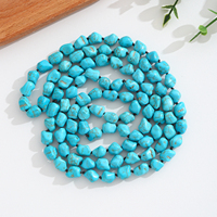 Collier pull en corde double couche fait main turquoise avec perles en pierre naturelle, bijou tendance et simple pour femme, idéal pour le quotidien et les soirées