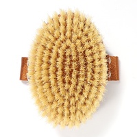 Brosse de bain et de douche ovale ZUQA à marque privée pour drainage lymphatique, en poils de sanglier naturels, avec manche en bois de Sapele et cuivre