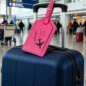 Étiquettes de bagages en cuir, étiquettes d'identification gravées sur mesure pour valise, cadeau de voyage pour lui/elle - Product Image 3