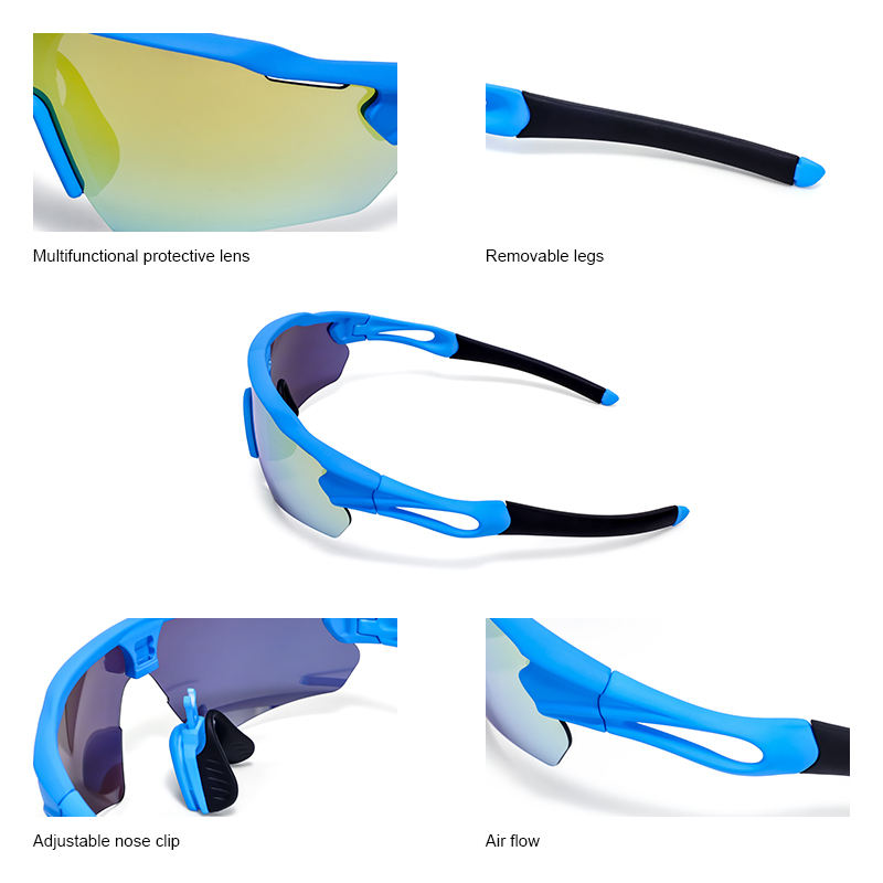 High-End Cycling Sunglasses Polarized Anti-Fog PC Lenses Semi-Rimless Black Frame Unisex Stylish