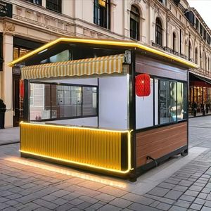 Kiosque alimentaire mobile 4,8 m en acier inoxydable, montage facile, extérieur, avec alimentation intégrée, design carré - Product Image 2