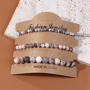 3 Pcs/set 4mm 6mm 8mm Gemstone <strong>Bracelet</strong> Set Anxiety Healing Crystal Dainty Natural Stone <strong>Beaded</strong> <strong>Bracelet</strong> for Women - Product Image 2