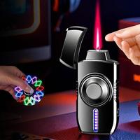 Briquet de haute qualité pour fêtes, avec capteur tactile, lumières LED, allumage vocal et par vibration, interrupteur latéral, flamme rouge, au butane