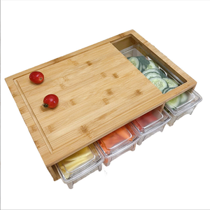 Taglieri in bambù con contenitori estraibili in plastica per set da cucina con custodia portaoggetti - Product Image 6