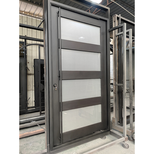 Factory Direct Sale Luxury Style Big Size Wrought Iron <b>Door</b> With Side Window and Top Window Thermal Break - Product Image 1
