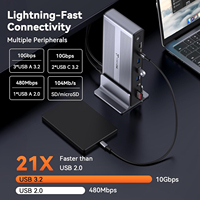 Docking Station Aluminium Alloy USB C 4K/60Hz Triple untuk DP 120W PD Charging 10Gbps USB 3.1 Gigabit Ethernet Laptop Dock Stock