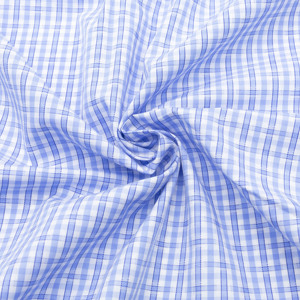 超热销棉纱染色面料迷你格子蓝色衬衫 - Product Image 4