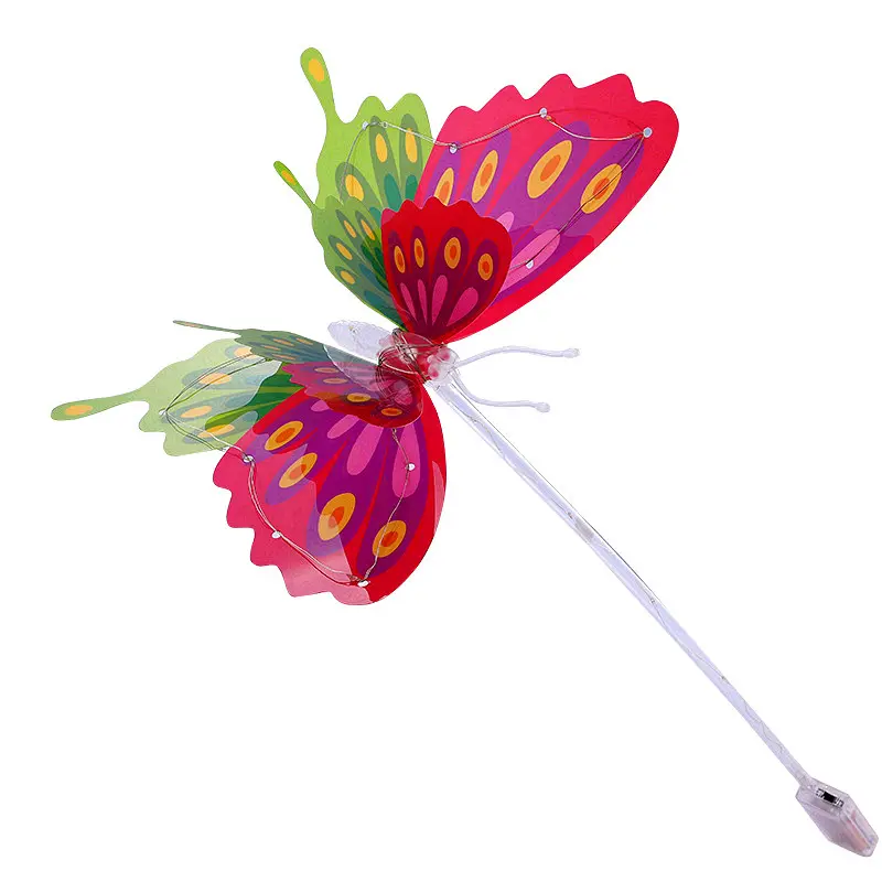 Mariposa voladora de plástico de pvc brillante, conjunto eléctrico LED colorido, juguete de moda nocturna para niños, conjunto de montaje artesanal