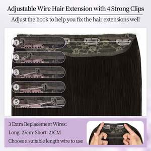 Cheveux humains pour extensions Halo 10-30 pouces Toutes les couleurs Longue durée Confort 100% Cheveux brésiliens Remy Lisses Extensions de cheveux à la machine - Product Image 5