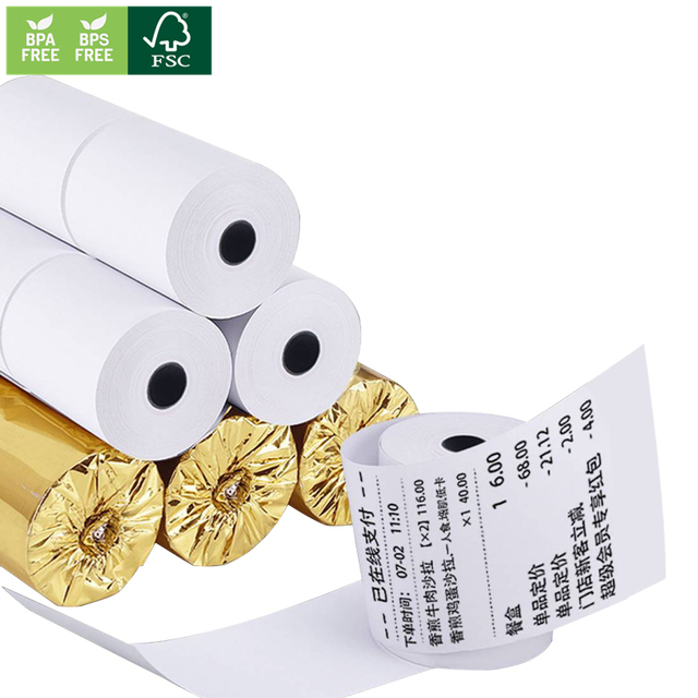 BPA-Free Thermal Paper Rolls 50mm 57mm 80mm Size for POS Machines and ATM Receipt Cash Registers