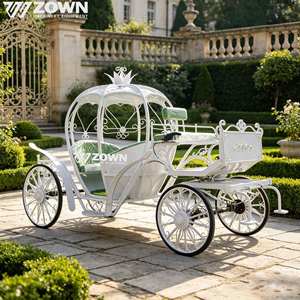Carrosse électrique blanc en forme de citrouille avec accents dorés, pour photographie de mariage de luxe, carrosse sans chevaux, freins hydrauliques, suspension automobile - Product Image 1