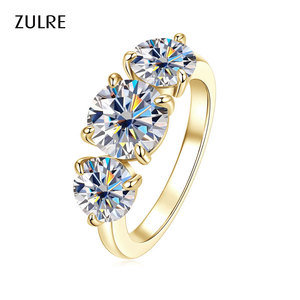 <span class=keywords><strong>Anillo</strong></span> <span class=keywords><strong>de</strong></span> compromiso unisex <span class=keywords><strong>de</strong></span> <span class=keywords><strong>oro</strong></span> laminado con moissanita D VVS1, engaste <span class=keywords><strong>de</strong></span> garra, tres piedras redondas, regalo <span class=keywords><strong>de</strong></span> aniversario para hombres y mujeres - Product Image 1