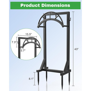 <b>Garden</b> Water Pipe Bracket Rack - Upgraded Freestanding Water Pipe Storage Rack with 2 Tool <b>Hooks</b> - Product Image 2