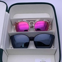 Boîte de rangement pour lunettes de soleil Fermeture éclair Type 4 fentes Porte-emballage pour lunettes Étuis à lunettes Plateau à lunettes en cuir
