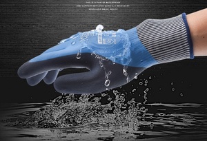 Neue Blaue Nylon-<span class=keywords><strong>Latex</strong></span> Vollständig Schaumbeschichtete Wasserdichte Garten-Arbeitshandschuhe - Product Image 6
