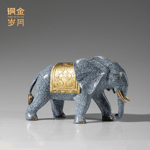 Copper And Gold Years <b>Elephant</b> Brass Ornament Handmade Artistic Figure For Living Room Table Housewarming <b>Gift</b> - Product Image 3